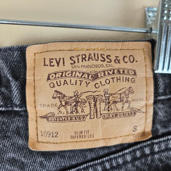 Orange Tab Levi's Vintage Black Slim Fit Tapered Leg Denim Jeans - Picture 3 of 7